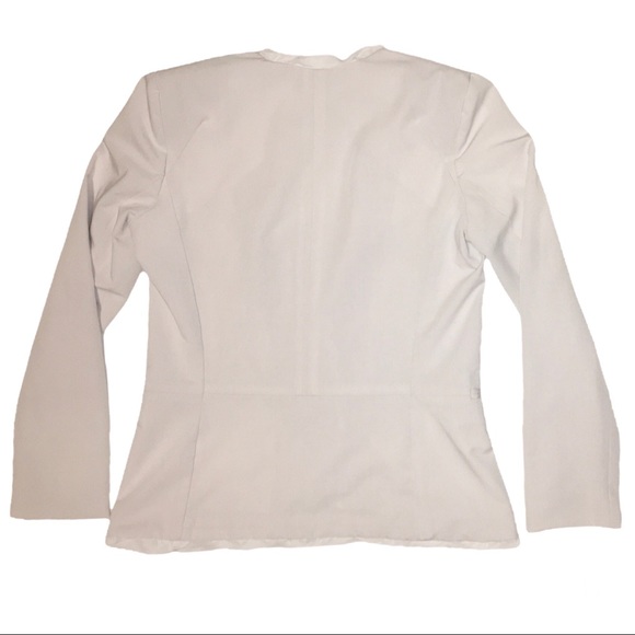 White Blazer Ruffle Trim Business Professional Work Necessary Objects Medium - Picture 8 of 13